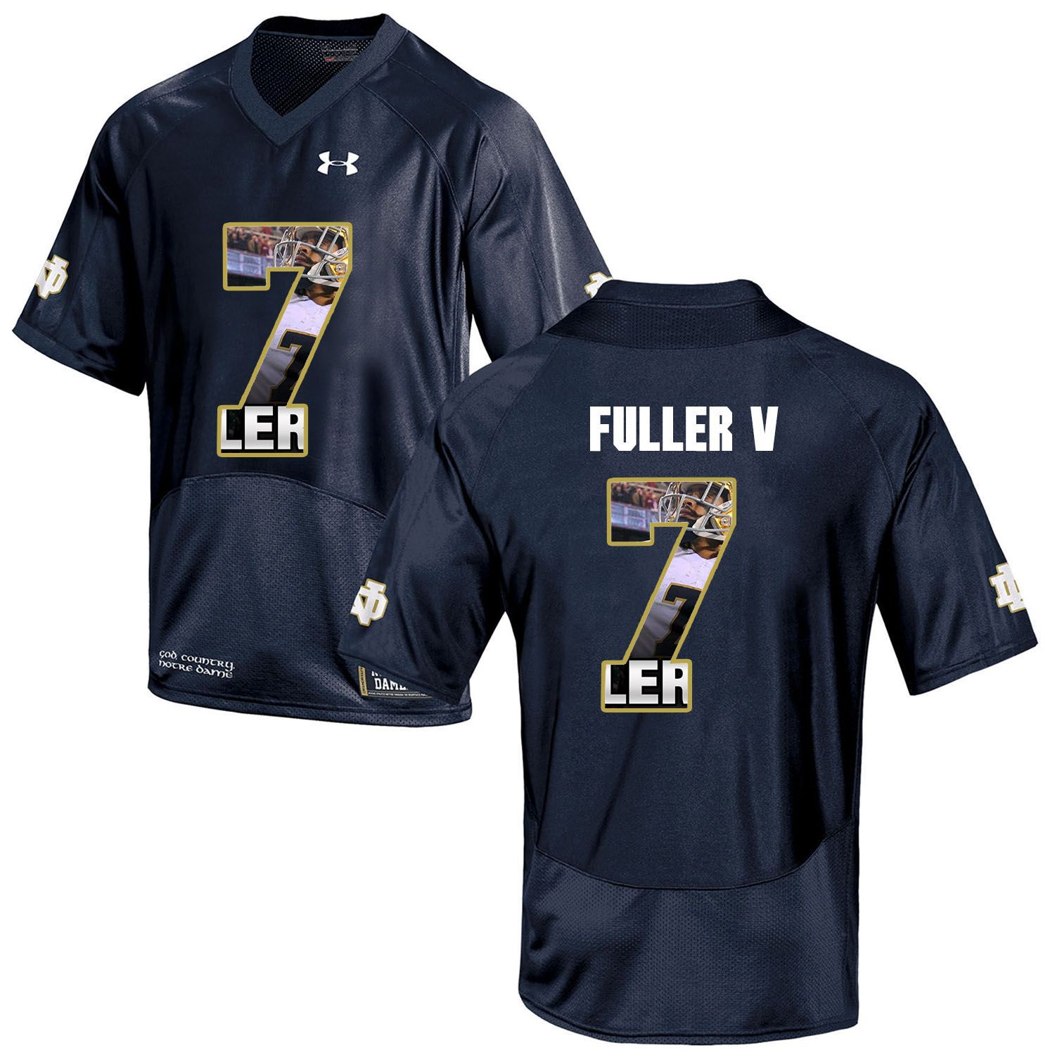 Men Norte Dame Fighting Irish 7 Fuller v Navy Blue Fashion Edition Customized NCAA Jerseys